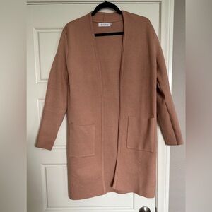 Elegant Open Front Cardigan in Tan